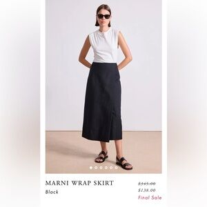 Apiece Apart Black Wrap Marni Cotton Linen Midi Skirt
